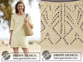 Легкое вязаное спицами платье «Ванильное лето» от Drops Design