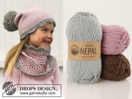 Вязаный комплект шапка и шарф для девочки «Fancy Nancy» от Drops